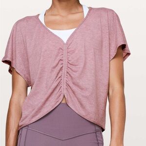 Lululemon Cruise The Circuits Pink V-Neck Ruched Top
